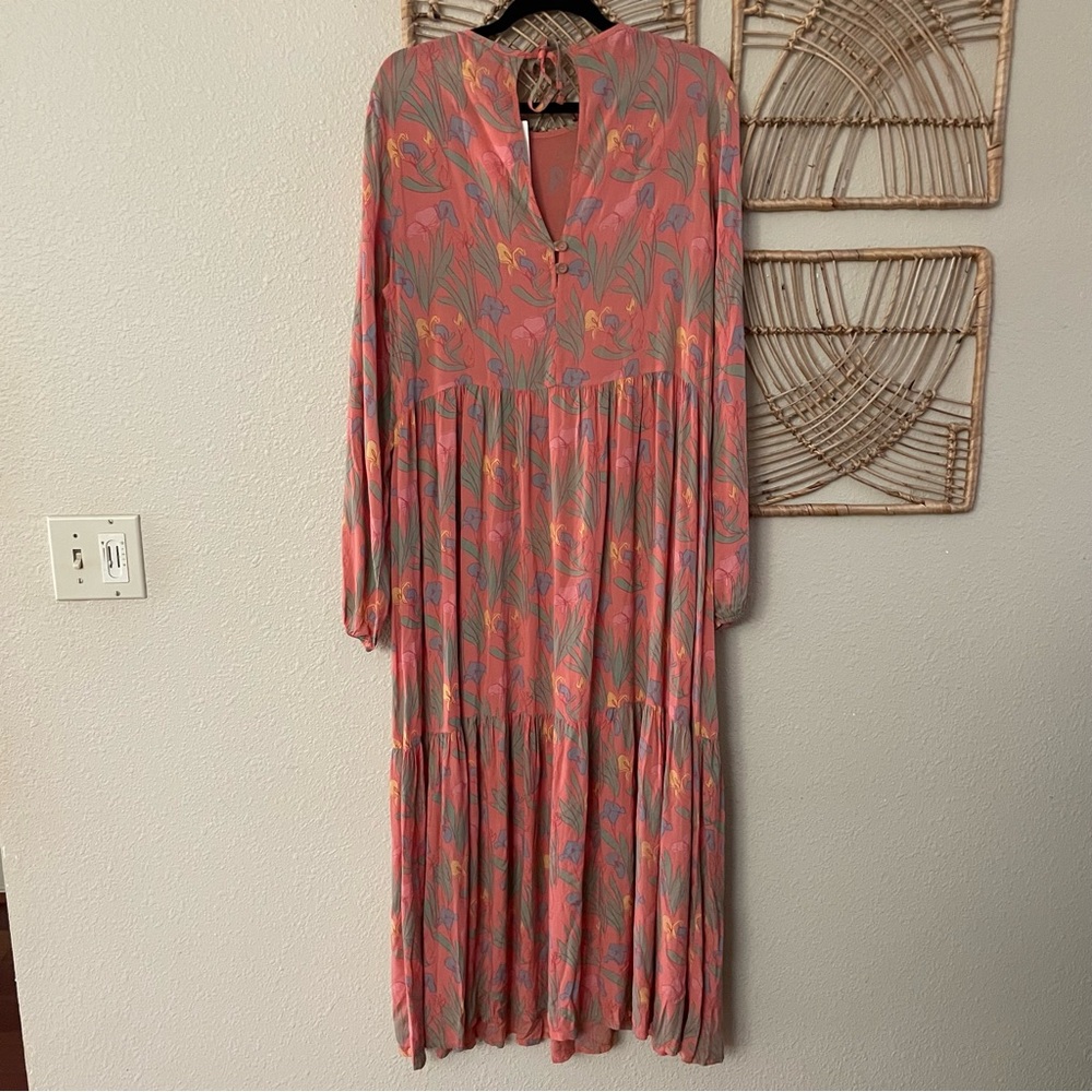 Anthropologie Bobo Choses Maxi Dress Cottagecore Whimsy Art To Wear Sz L NWT B33 - Picture 6 of 16